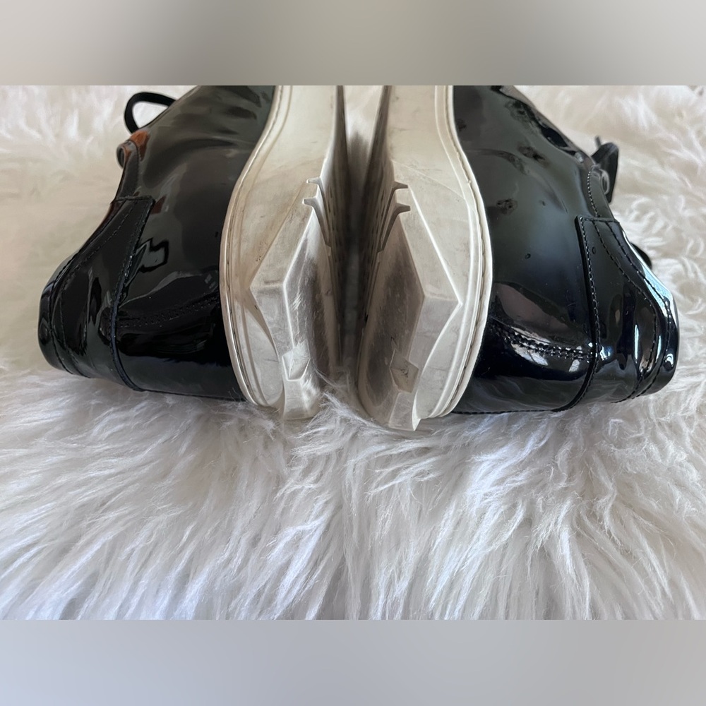 Salvatore Ferragamo Men’s 11.5 Cube 2 Black Patent Leather Sneakers - Picture 13 of 16